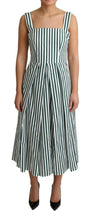 Load image into Gallery viewer, Dolce &amp; Gabbana Chic Sleeveless A-Line Dress in White &amp; Green

