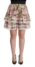 Load image into Gallery viewer, Dolce &amp; Gabbana Elegant Lily Print Tiered A-Line Mini Skirt
