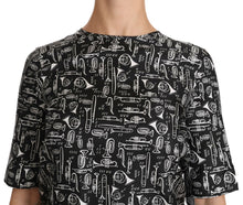 Load image into Gallery viewer, Dolce &amp; Gabbana Black Musical Instruments Print Silk Blouse
