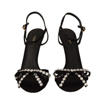 Load image into Gallery viewer, Dolce &amp; Gabbana Elegant Black Viscose Ankle Strap Sandals with Crystals
