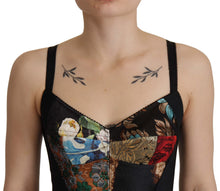 Load image into Gallery viewer, Dolce &amp; Gabbana Black Patchwork Sicily Blouse Corset Cropped Top
