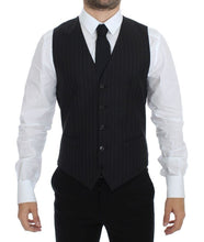 Load image into Gallery viewer, Dolce &amp; Gabbana Black Striped Wool Silk Dress Vest Gilet
