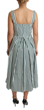 Load image into Gallery viewer, Dolce &amp; Gabbana Chic Sleeveless A-Line Dress in White &amp; Green
