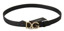 Load image into Gallery viewer, Dolce &amp; Gabbana Black Leather Gold Metal DG Logo Waist Buckle Belt
