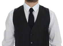 Load image into Gallery viewer, Dolce &amp; Gabbana Gray Striped Wool Logo Vest Gilet Weste
