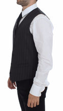 Load image into Gallery viewer, Dolce &amp; Gabbana Gray Striped Wool Logo Vest Gilet Weste
