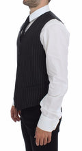 Load image into Gallery viewer, Dolce &amp; Gabbana Gray Striped Wool Logo Vest Gilet Weste
