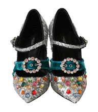 Load image into Gallery viewer, Dolce &amp; Gabbana Elegant Silver-Black Crystal Mary Janes Pumps
