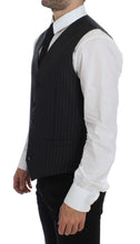 Load image into Gallery viewer, Dolce &amp; Gabbana Gray Striped Wool Logo Vest Gilet Weste
