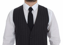 Load image into Gallery viewer, Dolce &amp; Gabbana Gray Striped Wool Logo Vest Gilet Weste
