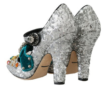 Load image into Gallery viewer, Dolce &amp; Gabbana Elegant Silver-Black Crystal Mary Janes Pumps
