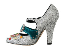 Load image into Gallery viewer, Dolce &amp; Gabbana Elegant Silver-Black Crystal Mary Janes Pumps
