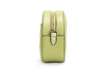 Load image into Gallery viewer, Michael Kors Jet Set Glam Light Sage Leather Front Pocket Oval Crossbody Handbag
