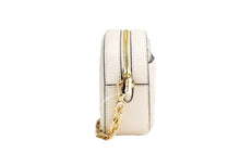 Load image into Gallery viewer, Michael Kors Jet Set Glam Light Cream Leather Oval Crossbody Bag Purse
