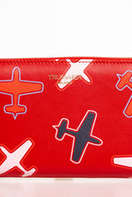 Load image into Gallery viewer, Trussardi Chic Airplane Print Red Leather Wallet
