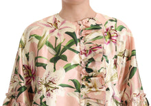 Load image into Gallery viewer, Dolce &amp; Gabbana Elegant Floral Ruffled Silk Long Coat
