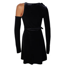 Load image into Gallery viewer, Versace Jeans Velvet Cut-Out Asymmetric Black Dress
