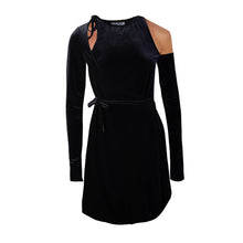 Load image into Gallery viewer, Versace Jeans Velvet Cut-Out Asymmetric Black Dress
