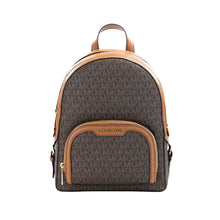 Load image into Gallery viewer, Michael Kors Jaycee Medium Brown Signature PVC Zip Pocket Backpack Bookbag
