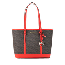 Load image into Gallery viewer, Michael Kors Jet Set Travel Small Dark Sangria Brown PVC Tote Bag Purse
