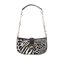 Load image into Gallery viewer, Michael Kors Carmen Small Black Haircalf Pouchette Shoulder Crossbody Bag
