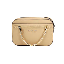 Load image into Gallery viewer, Michael Kors Jet Set East West Large Camel Leather Zip Chain Crossbody Bag
