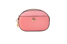 Load image into Gallery viewer, Michael Kors Jet Set Glam Tea Rose Leather Oval Crossbody Handbag Purse
