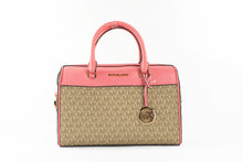 Load image into Gallery viewer, Michael Kors Travel Medium Tea Rose Signature PVC Duffle Crossbody Bag Purse
