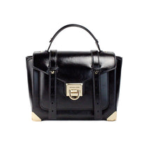 Load image into Gallery viewer, Michael Kors Manhattan Medium Slick Black Leather Top Handle School Satchel Bag
