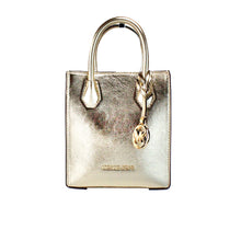 Load image into Gallery viewer, Michael Kors Mercer XS Pale Gold Metallic North South Shopper Crossbody Bag
