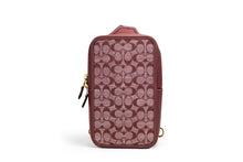 Load image into Gallery viewer, COACH Sullivan Wine Chambray Canvas Pebbled Leather Crossbody Pack Bag
