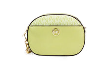 Load image into Gallery viewer, Michael Kors Jet Set Glam Light Sage Leather Front Pocket Oval Crossbody Handbag
