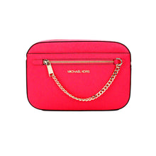 Load image into Gallery viewer, Michael Kors Jet Set East West Electric Pink Leather Zip Chain Crossbody Bag
